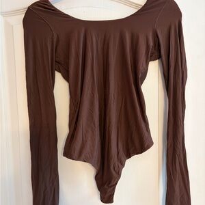 Aerie Smoothez Brown Long Sleeve Bodysuit